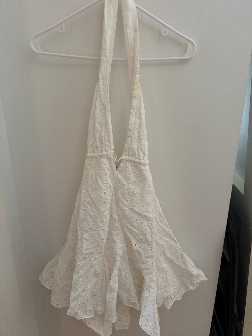 Zara Cream Eyelet Halter Mini Dress